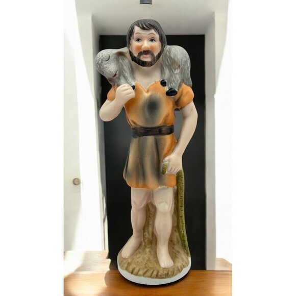 Vintage Homco Christmas Nativity Shepherd Figurine with Lamb Ceramic Replacement - Picture 1 of 7